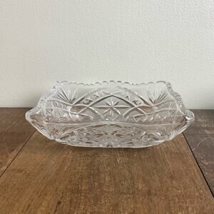 Violetta Lead Crystal Hand-Cut Square Pinwheel detail serving decorative bowl‎